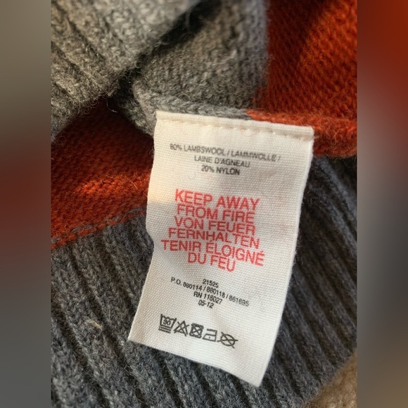 Mini Boden Size 3-4Y Lambswool Orange Striped Sweater - Picture 5 of 6